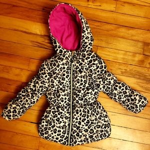 Pink Platinum Cheetah Print Puffer Coat, 3T